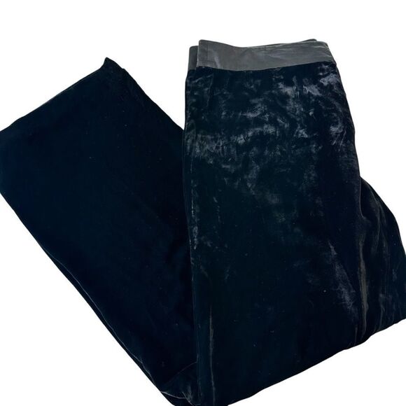 Janeville Black Velvet Silk Trouser Pants, 14 - Picture 2 of 12